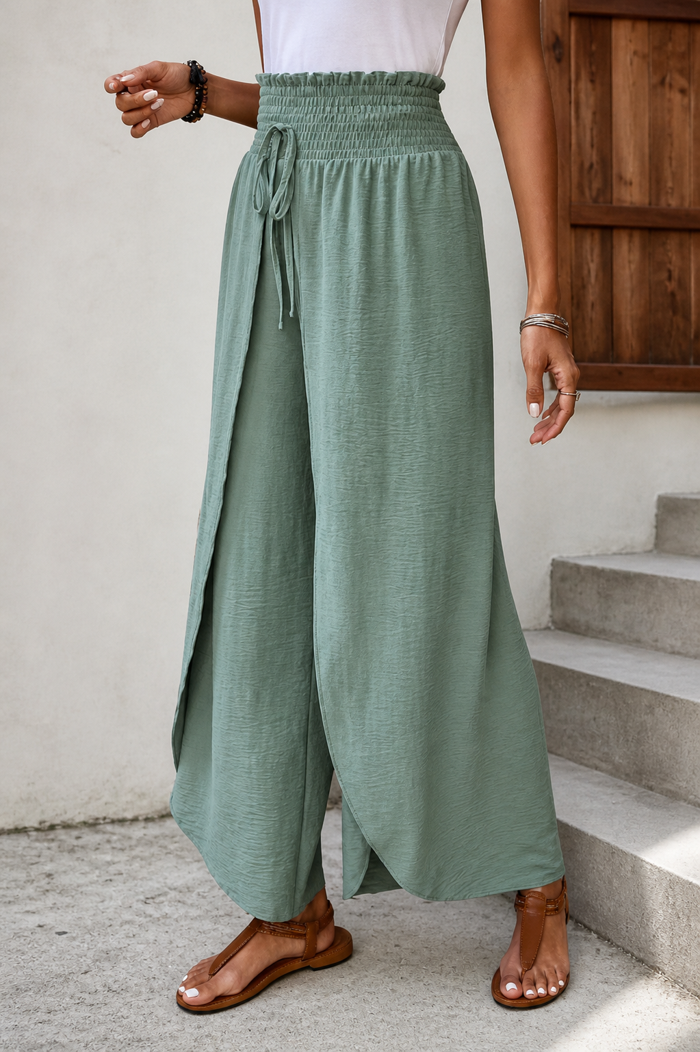 Pantalones casuales pierna ancha