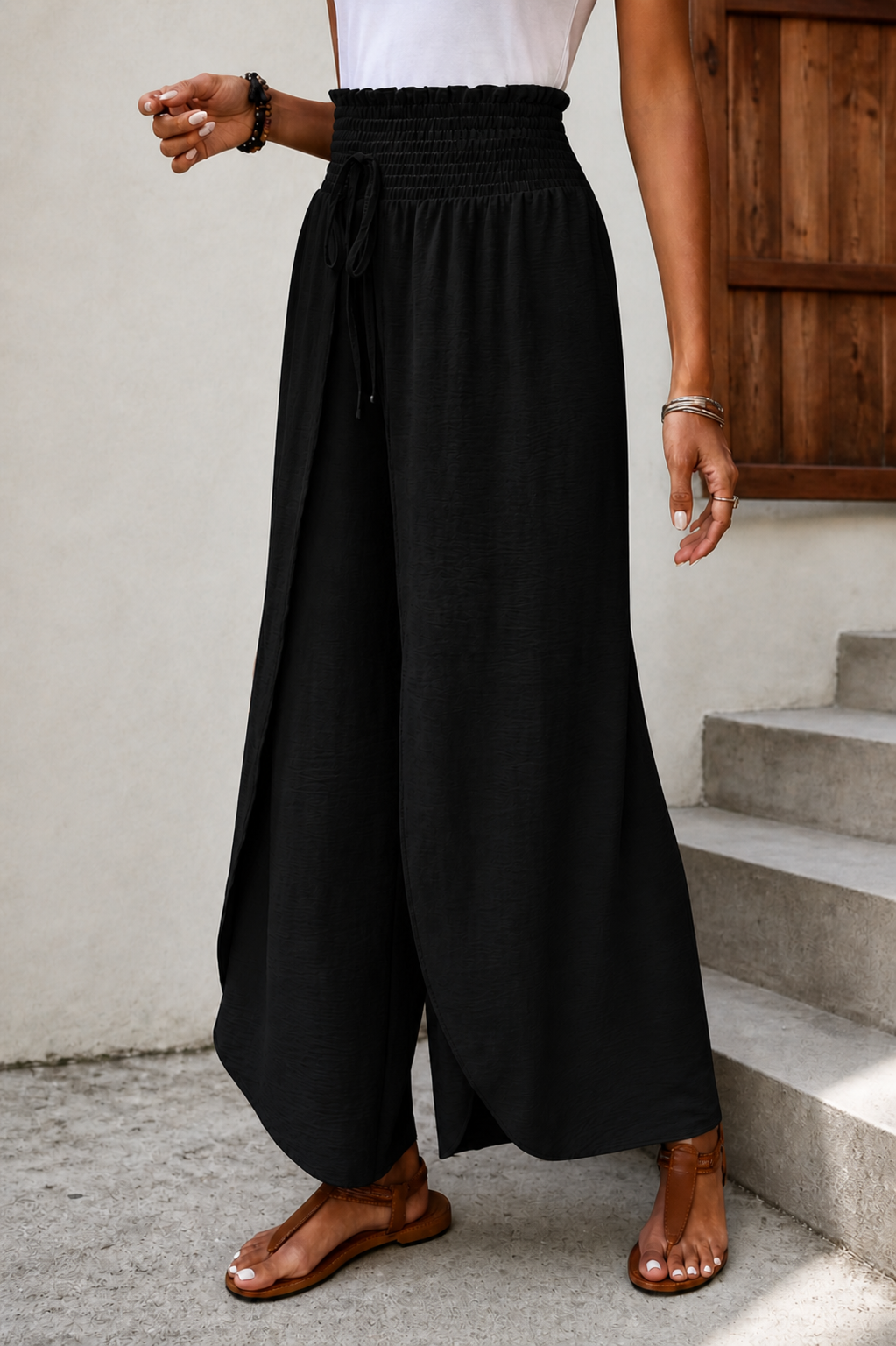 Pantalones casuales pierna ancha